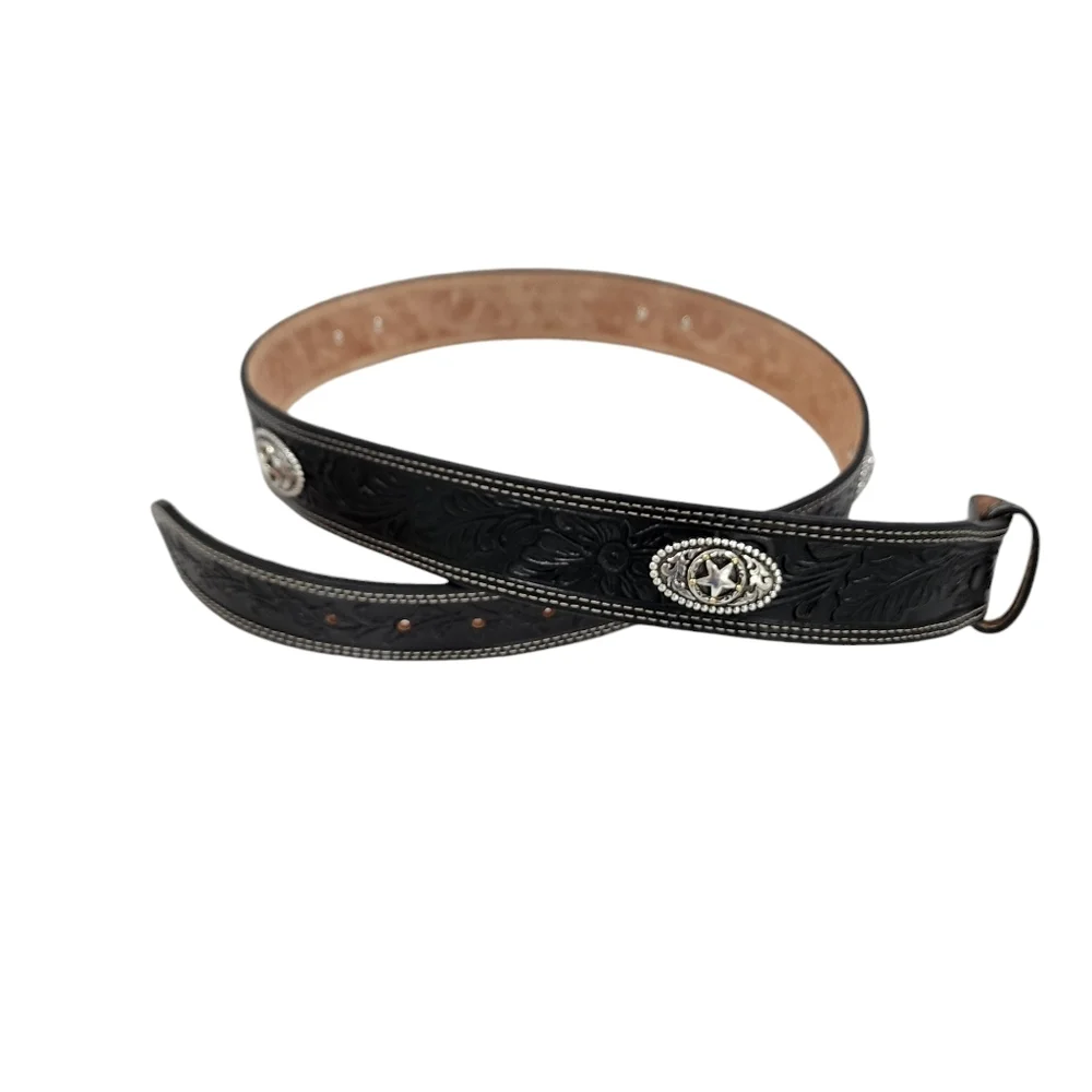 JUSTIN LEATHER STAR MEDALLION TOOLED BELT 